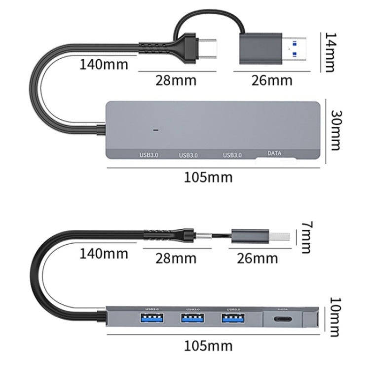 ADS-309D USB / Type-C to 3  x USB 3.0 + Type-C Data Port Expansion Hub Adapter