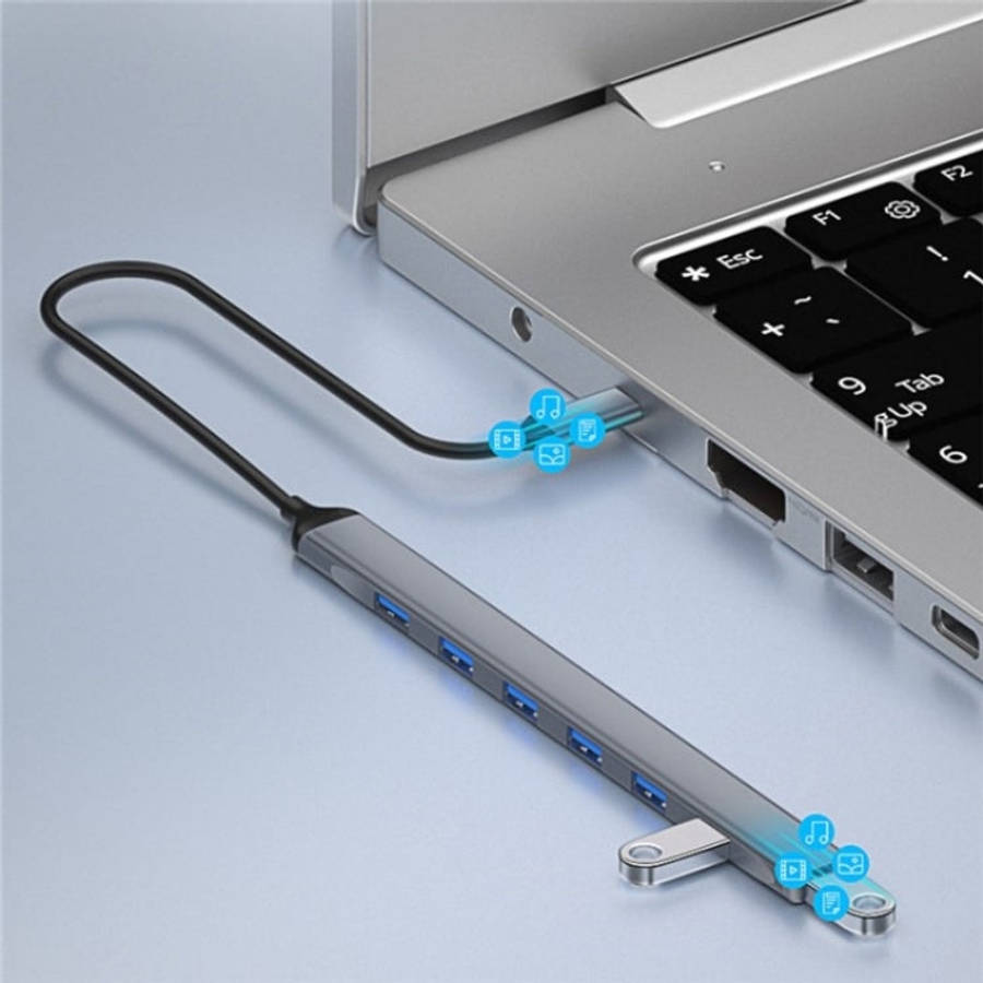 ADS-303C 7 Port USB 3.0 HUB Docking Station For Laptop / Tablet / PC, Type-C Port