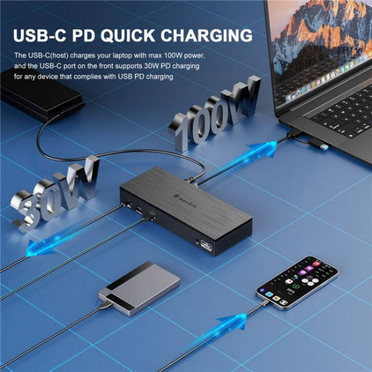 WAVLINK UG69PD8 Pro 18-in-1 DP / HD 5K Quadruple Display USB C Universal Docking Station, Plug:EU...