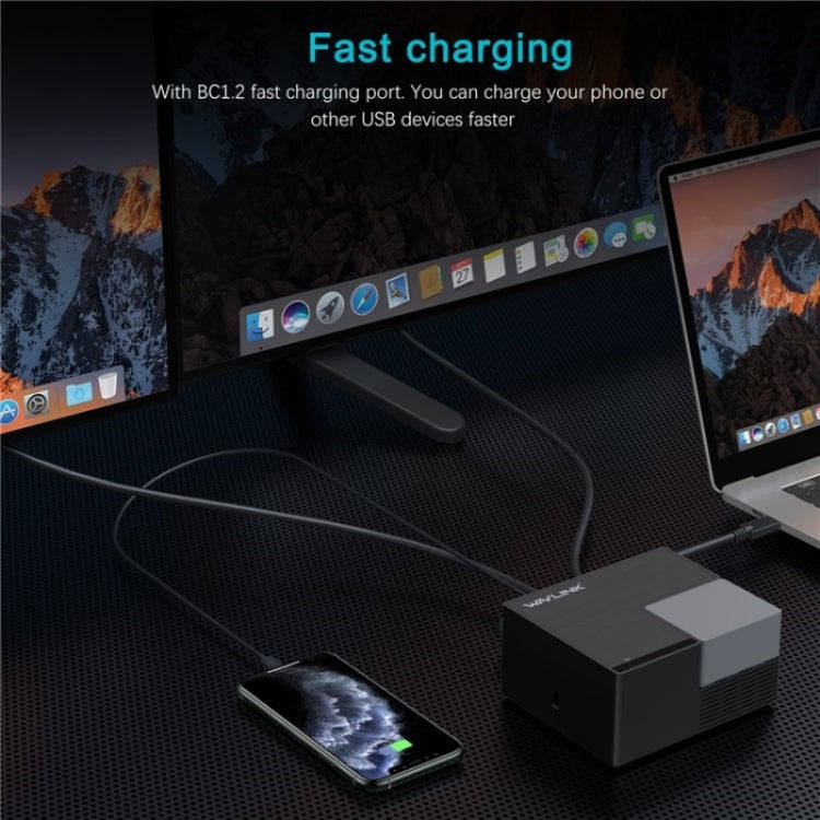 WAVLINK UG76PD2 3.5mm Audio, Gigabit Network Port Dual HD Universal Docking Station(AU Plug)