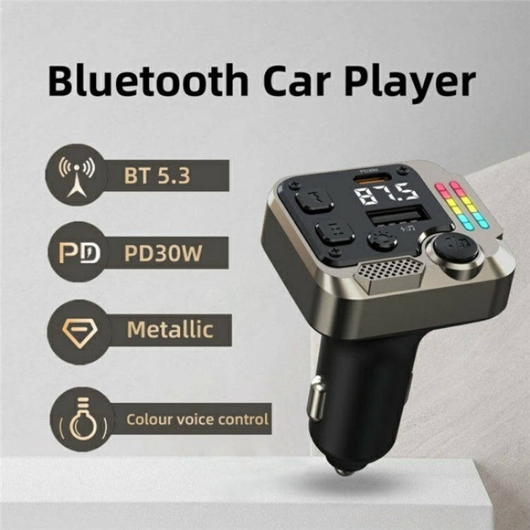 C68 Dual Port Bluetooth FM Transmitter PD 30W Car Charger Music Player Hands-Free Call