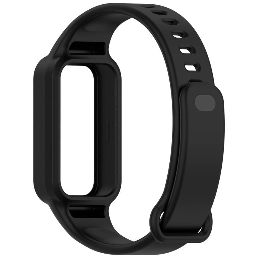 For Redmi Band 3 / Xiaomi Smart Band 9 Active Solid Color Soft Silicone Integrated Watch Band(Black)