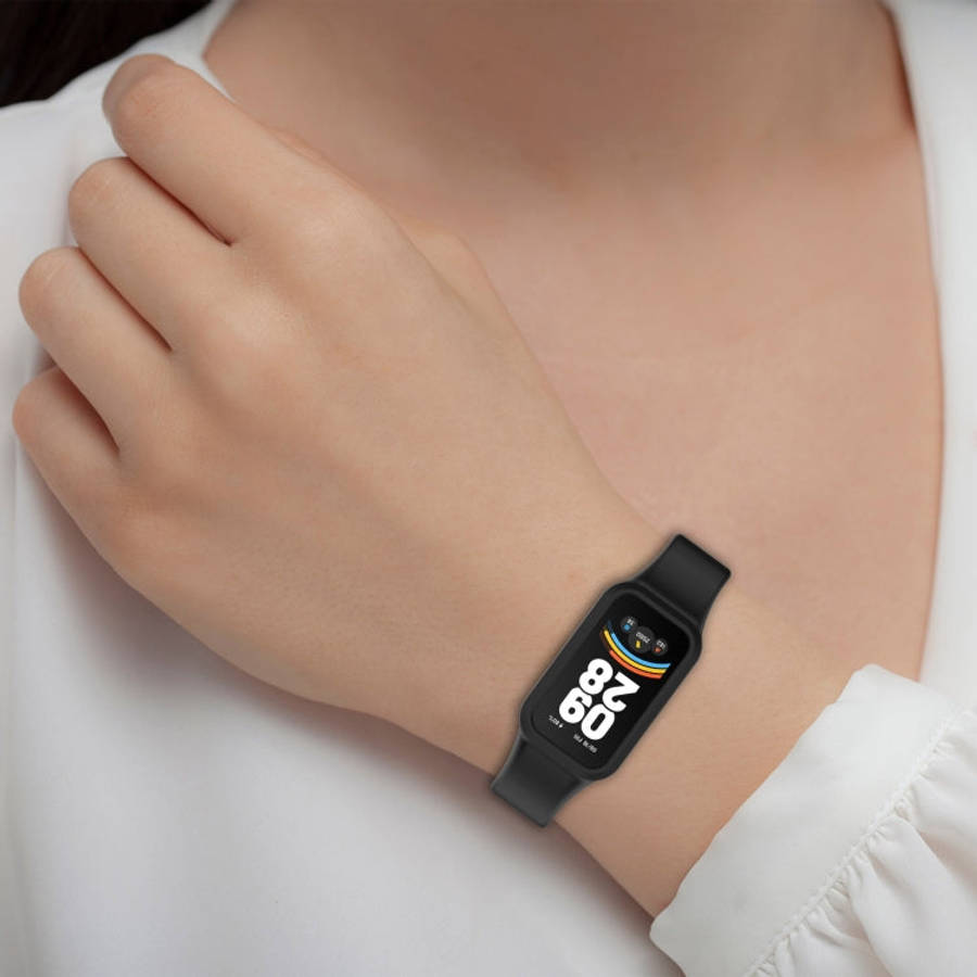 For Redmi Band 3 / Xiaomi Smart Band 9 Active Solid Color Soft Silicone Integrated Watch Band(Black)
