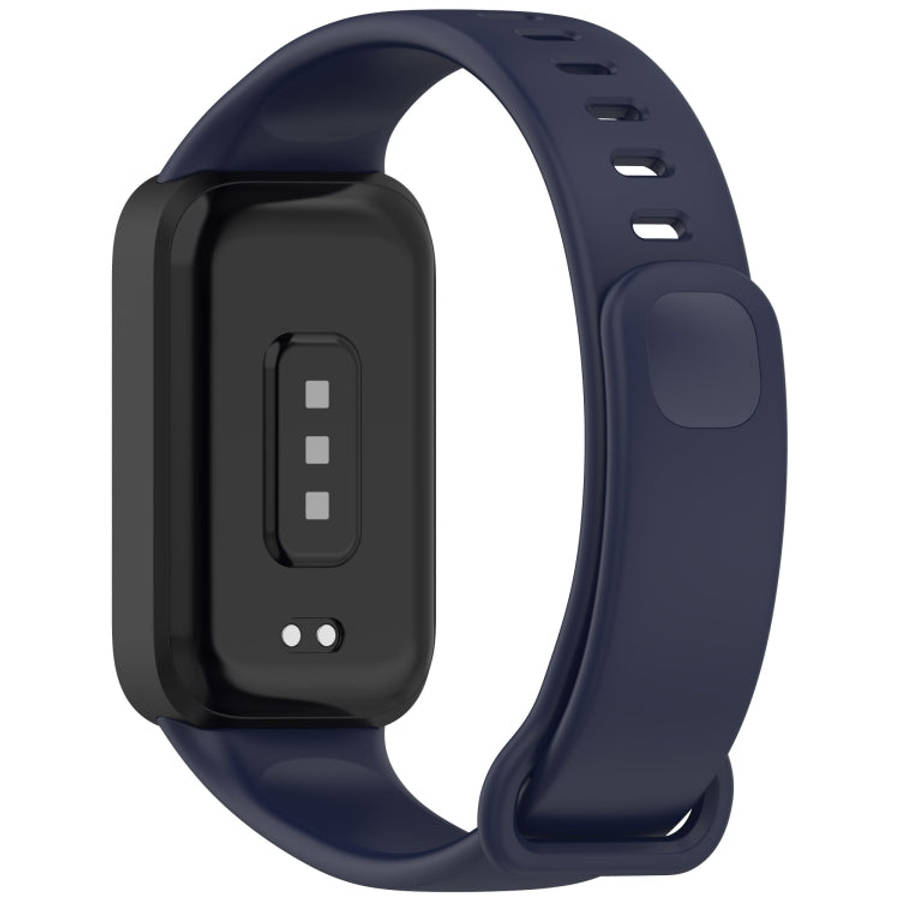 For Redmi Band 3 / Xiaomi Smart Band 9 Active Soft Silicone Integrated Watch Band(Black+ Dark Blue)