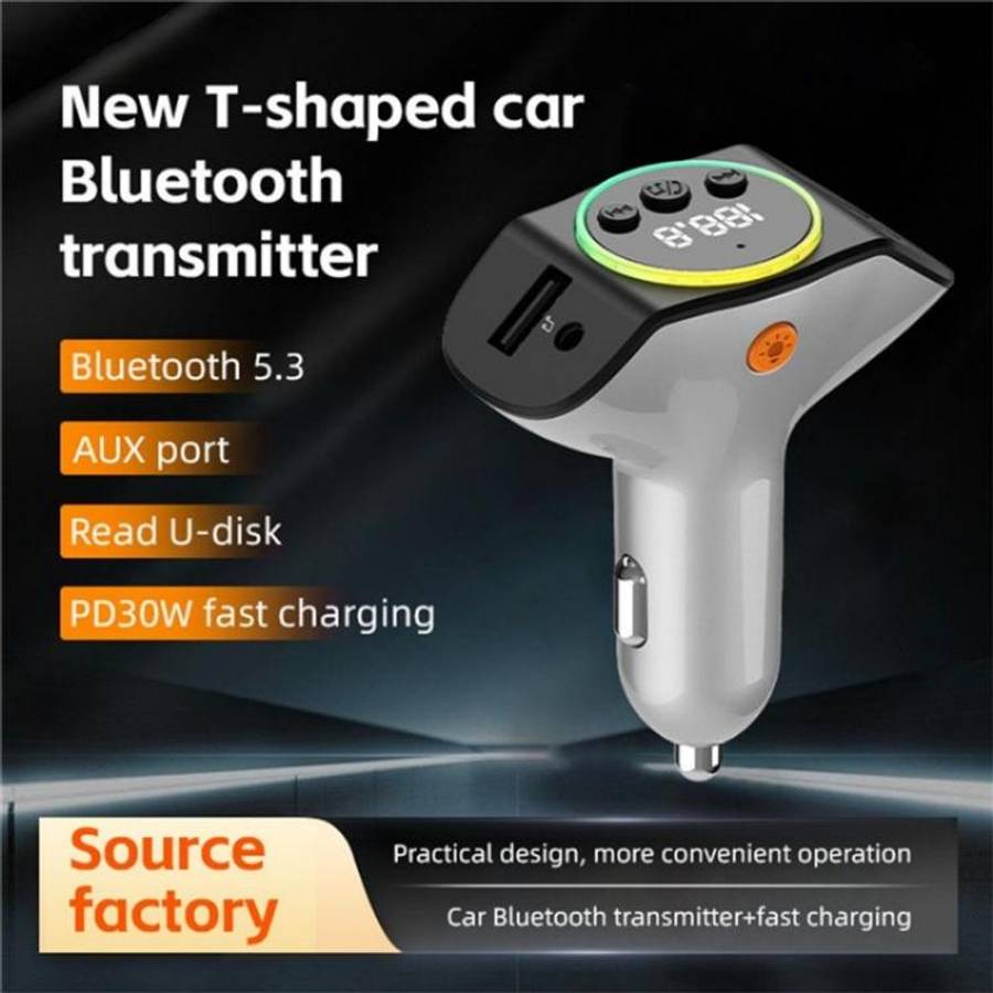 C8 Bluetooth 5.3 Receiver Hands-Free Calling with AUX Port Dual USB Port Car Charger(Black)