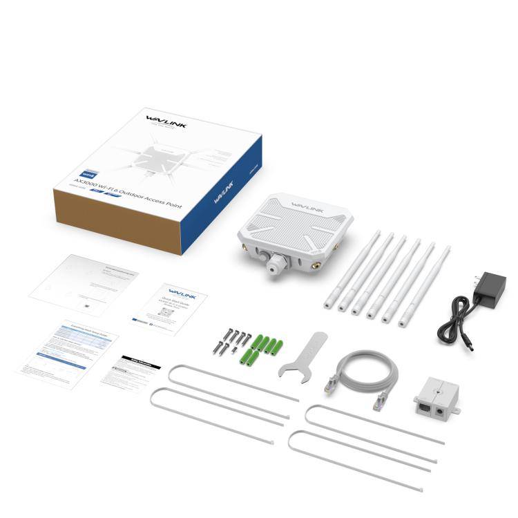 WAVLINK WN588HX3 AX3000 Outdoor WiFi Extender with 6 Antennas Dual Band WiFi Repeater, Plug:EU Plug