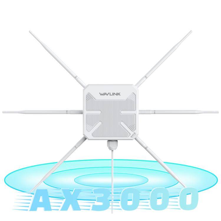 WAVLINK WN588HX3 AX3000 Outdoor WiFi Extender with 6 Antennas Dual Band WiFi Repeater, Plug:EU Plug