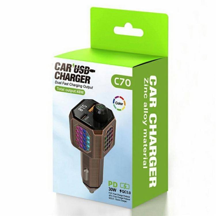 C70 Car Cigarette Lighter Charger Adapter Zinc Alloy PD 30W Fast Charging