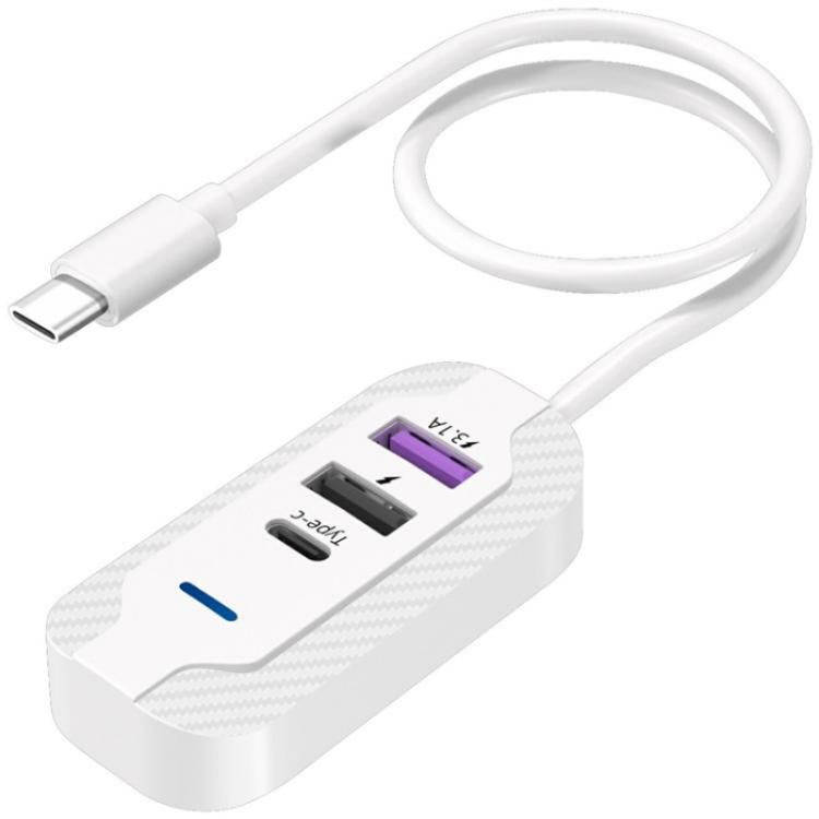 Y4 Car Rear Seat Multi Port Power Expander Type C + Dual USB Fast Charger with Extension Cable