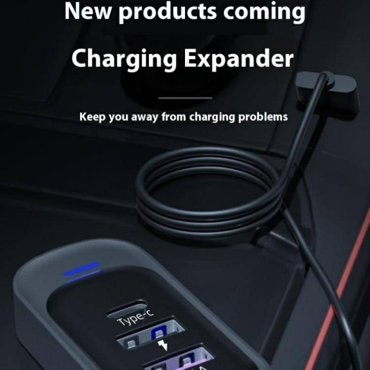 Y3 Car Rear Seat Charger Type-C and Dual USB Fast Charging Adapter with 1m Extension Cable