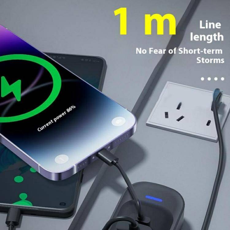 Y3 Car Rear Seat Charger Type-C and Dual USB Fast Charging Adapter with 1m Extension Cable
