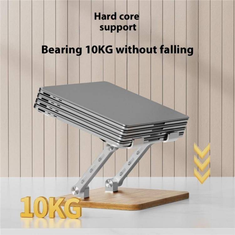 J32 Foldable Wood Base Desktop Metal Phone Holder Adjustable Laptop Stand(Grey)