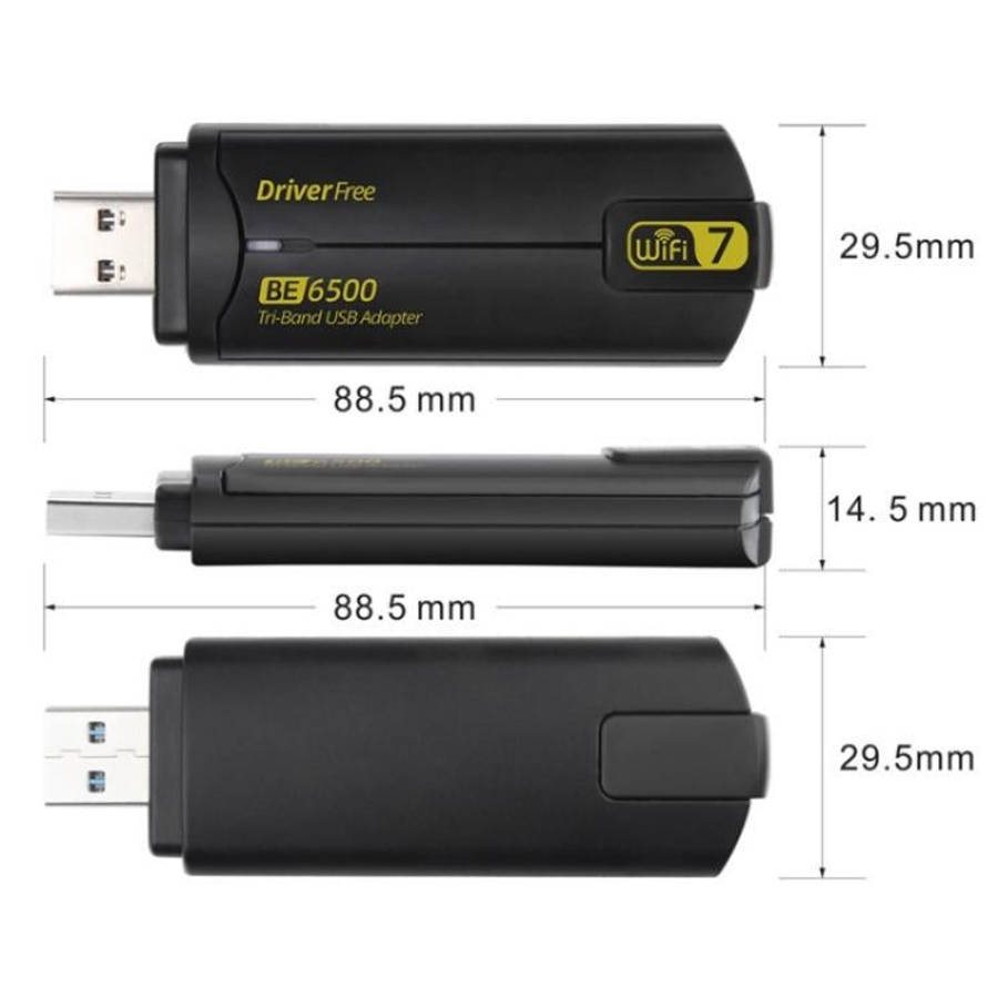 BE6500 Wireless Network Card Driver Free 6500M Tri Band WiFi 7 USB 3.0  Adapter for PC
