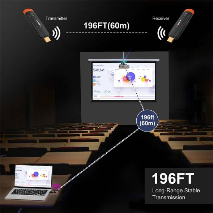 VRRIIS 093 High Definition Extension Video Transmitter Receiver Wireless HDMI Extender(Black+Orange)