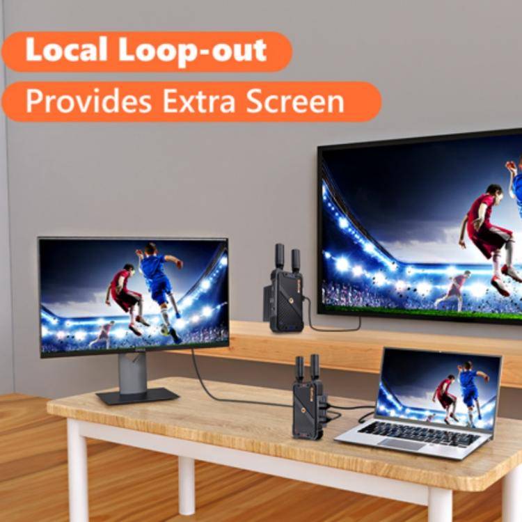 BOVBOX 082 1080P H.265 Low Latency 400m Transmitter Receiver HDMI Wireless Extender, Plug:UK Plug