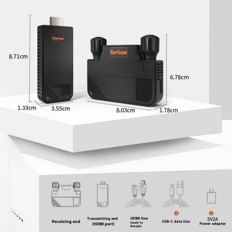 BOVBOX 091-HD Conference Use 100M Wireless WiFi HDMI Extender Video Transmitter Receiver, Plug:UK...