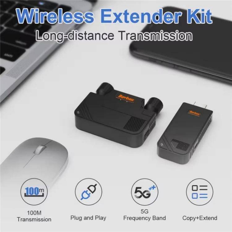 BOVBOX 091-HD Conference Use 100M Wireless WiFi HDMI Extender Video Transmitter Receiver, Plug:EU...
