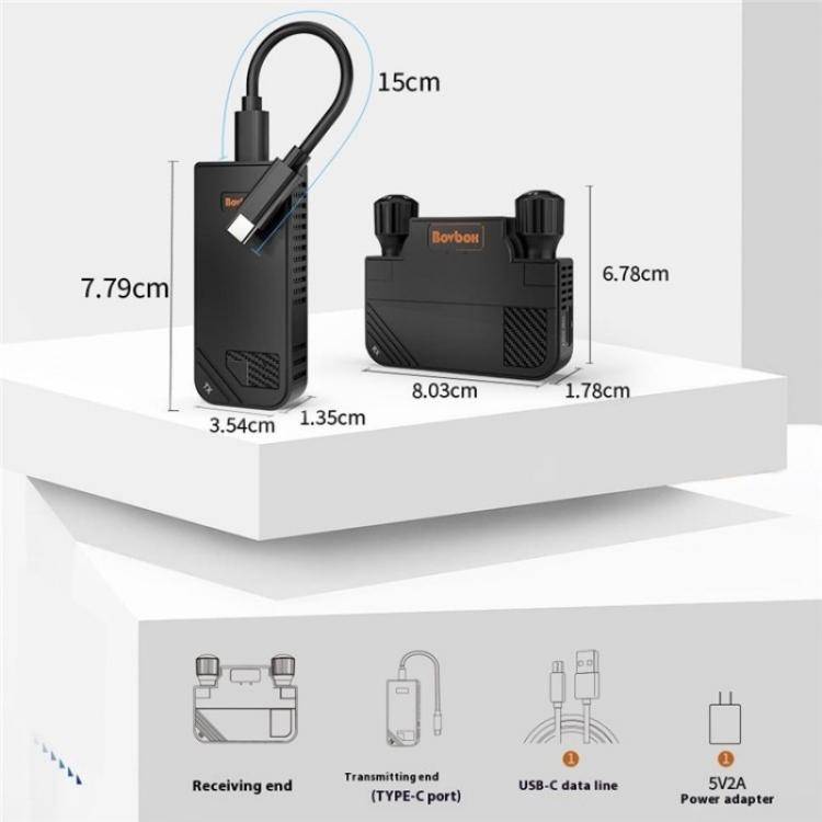 BOVBOX 091-TC For Phone Projector USB C Wireless Transmitter And Receiver Video Extender, Plug:US...