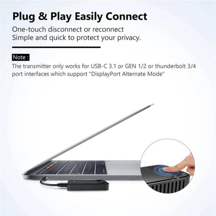 BOVBOX 091-TC For Phone Projector USB C Wireless Transmitter And Receiver Video Extender, Plug:US...