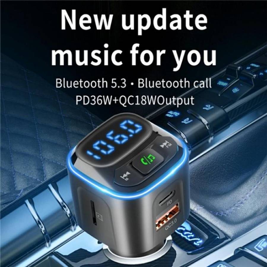 BC80 Hands-Free Calling Voltage Display Adapter Car Charger Bluetooth-Compatible MP3 Player