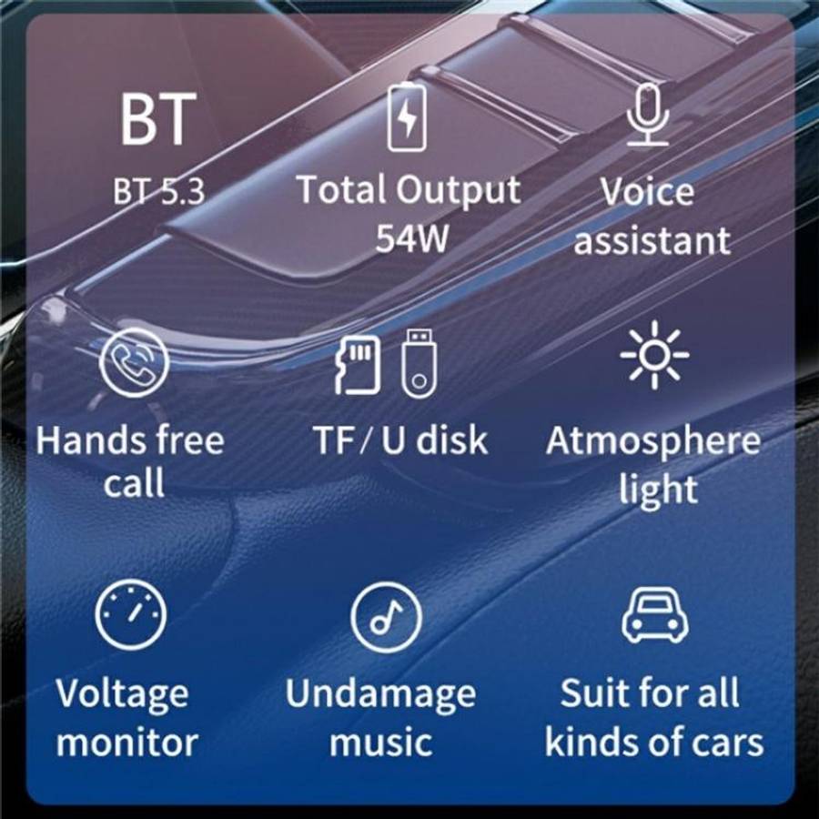 BC80 Hands-Free Calling Voltage Display Adapter Car Charger Bluetooth-Compatible MP3 Player