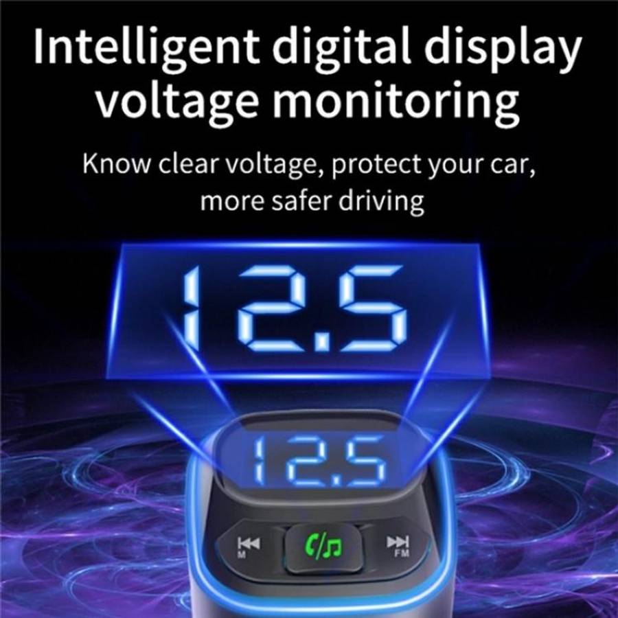 BC80 Hands-Free Calling Voltage Display Adapter Car Charger Bluetooth-Compatible MP3 Player
