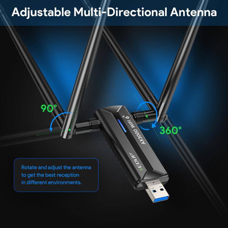 EDUP EP-AX1672 AX3000 USB 3.0 Wireless WiFi 6E Adapter 802.11g High Power Wireless USB Adapter 2....
