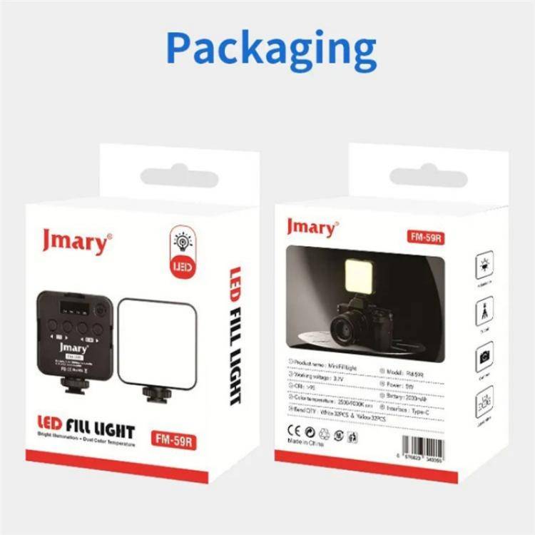 JMARY FM-59R Dimmable Video Recording Mini Fill Light with 3 Cold Shoe Mounts