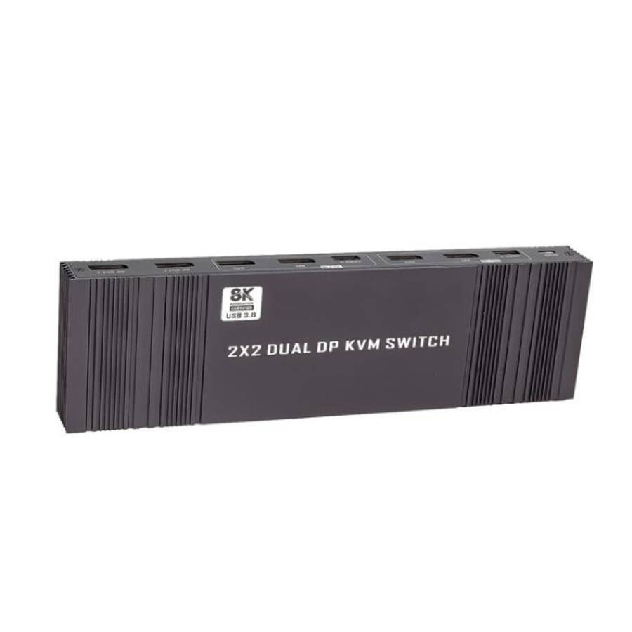 K10-2 For 2 Computers/Monitors USB 3.0 Dual DP Output 8K 60Hz 2x2 Version 2.1 KVM Switcher, Plug:...