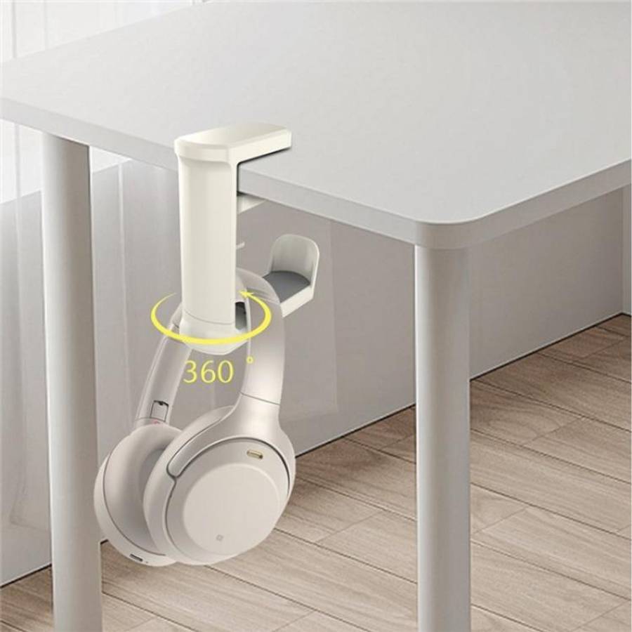 XWJ-EJJ01 360 Degree Rotatable Under Desk Storage Bracket Gaming Headset Holder(White)