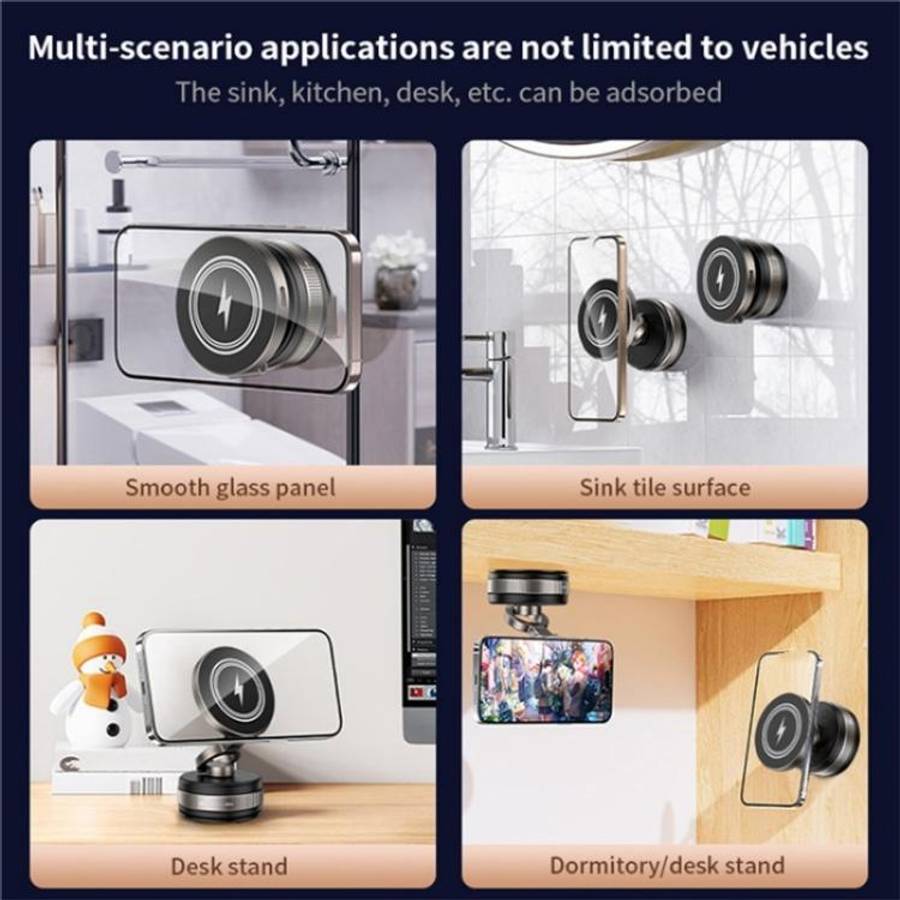 D1W Wireless Charger Magnetic Car Phone Holder Foldable Vacuum Suction Phone Mount Stand