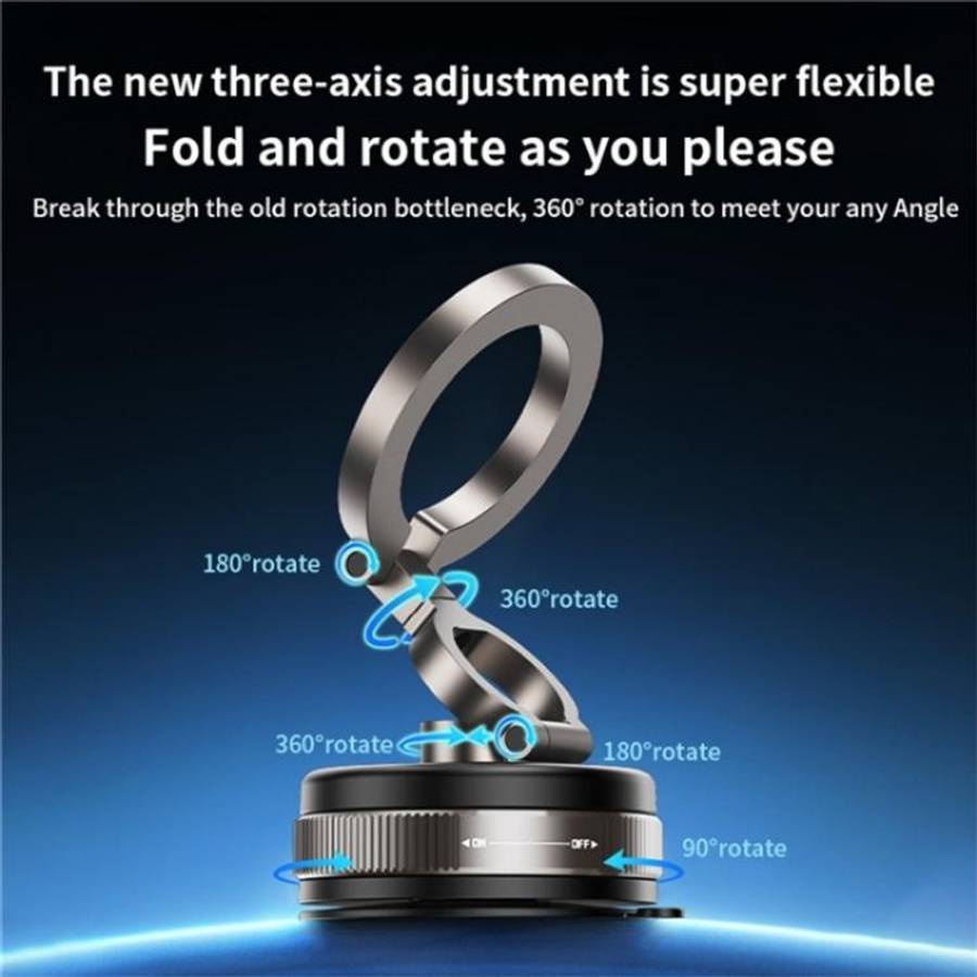 D1X Hands-Free Suction Cup Phone Holder Foldable Vacuum Magnetic Car Phone Mount