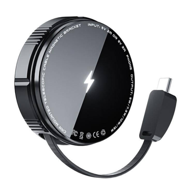 X02 With Retractable Cable 15W Car Air Vent Mount Magnetic Phone Holder Wireless Charger(Silver)