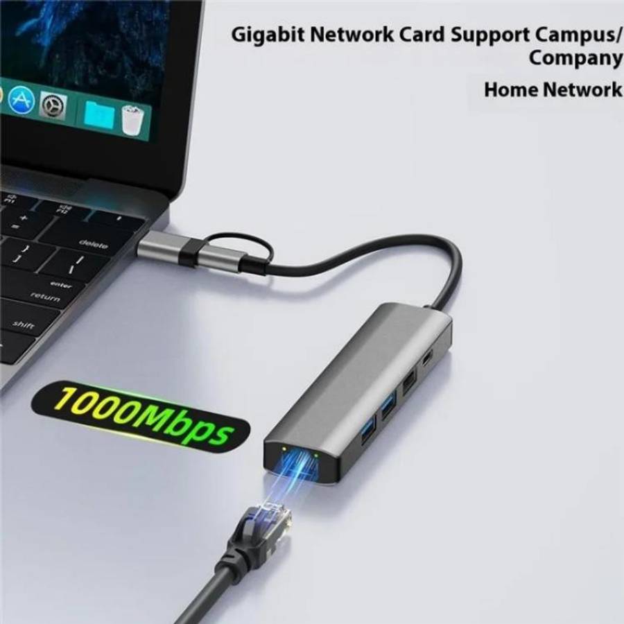 2501 RJ45 Gigabit Network Card Converter USB-C / USB to Ethernet Adapter