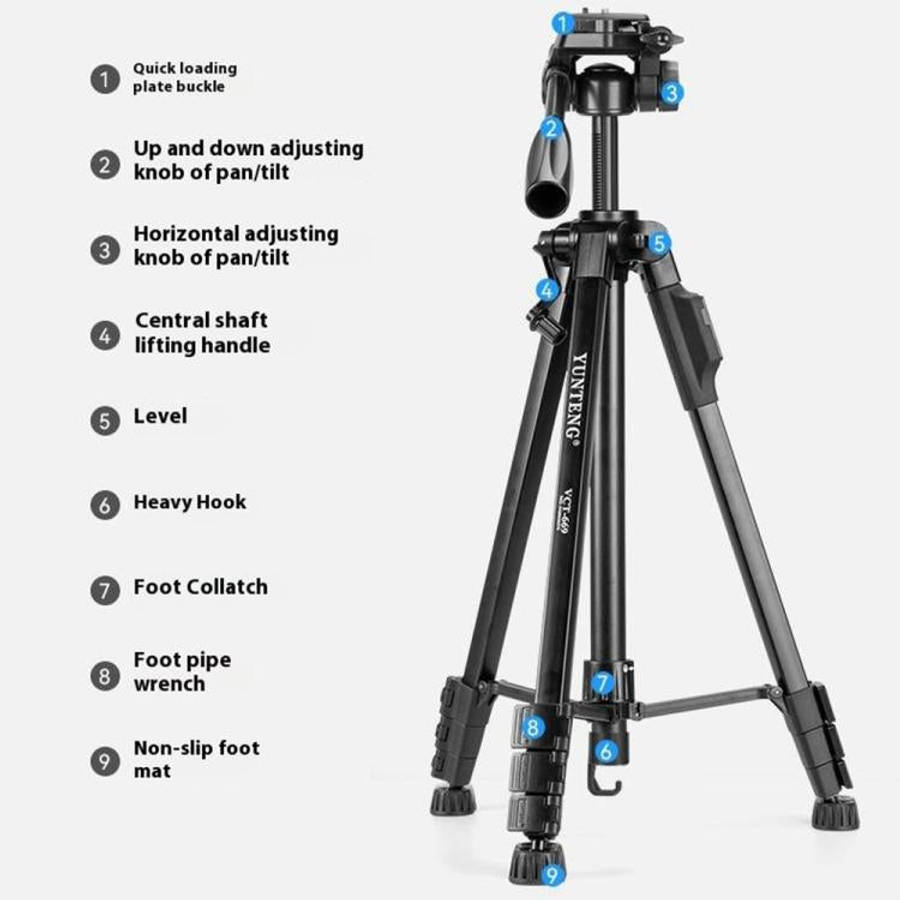 YUNTENG VCT-669 For Live Streaming Video Recording Camera Tripod Smartphone Selfie Mount