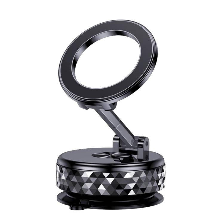 K12 Vacuum Suction Mount Foldable 360 Rotation Magnetic Car Phone Holder(Black)