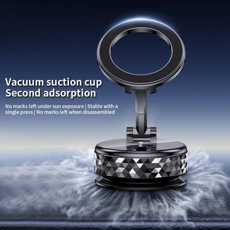 K12 Vacuum Suction Mount Foldable 360 Rotation Magnetic Car Phone Holder(Black)