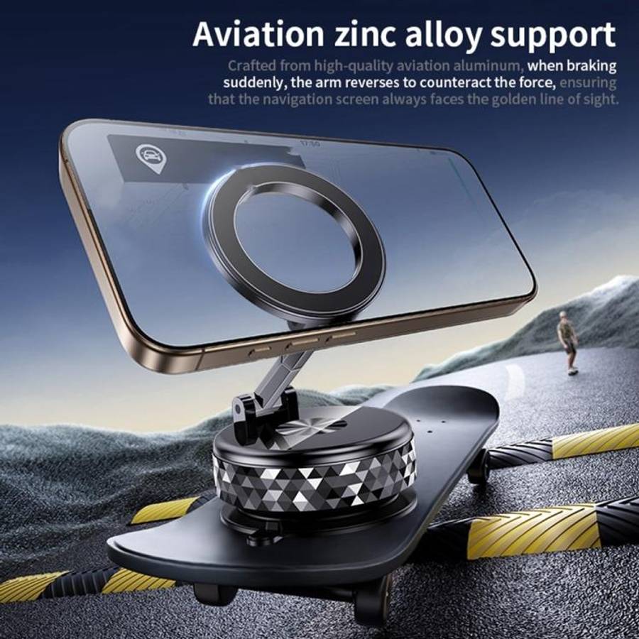 K12 Vacuum Suction Mount Foldable 360 Rotation Magnetic Car Phone Holder(Silver)