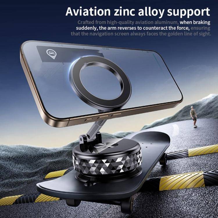 K12 Vacuum Suction Mount Foldable 360 Rotation Magnetic Car Phone Holder(Black)