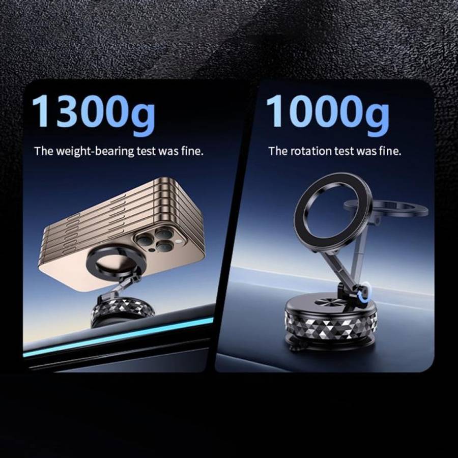 K12 Vacuum Suction Mount Foldable 360 Rotation Magnetic Car Phone Holder(Silver)