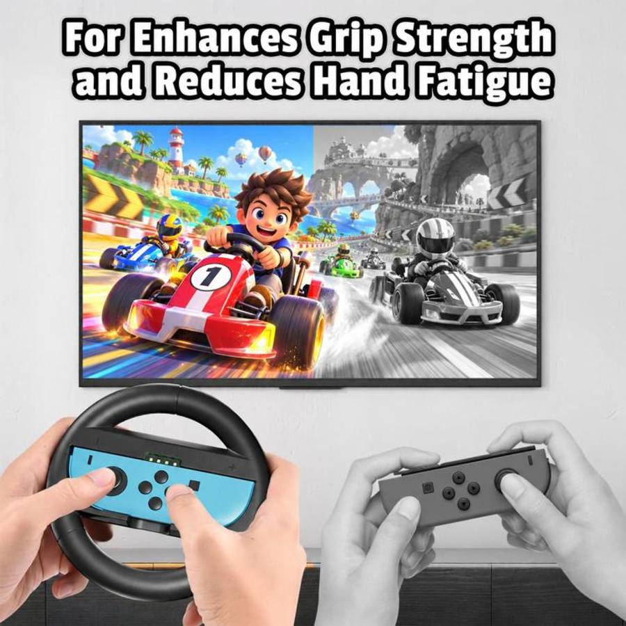 For Nintendo Switch 2 Left And Right Handle Racing Steering Wheel Grips Set(Black)