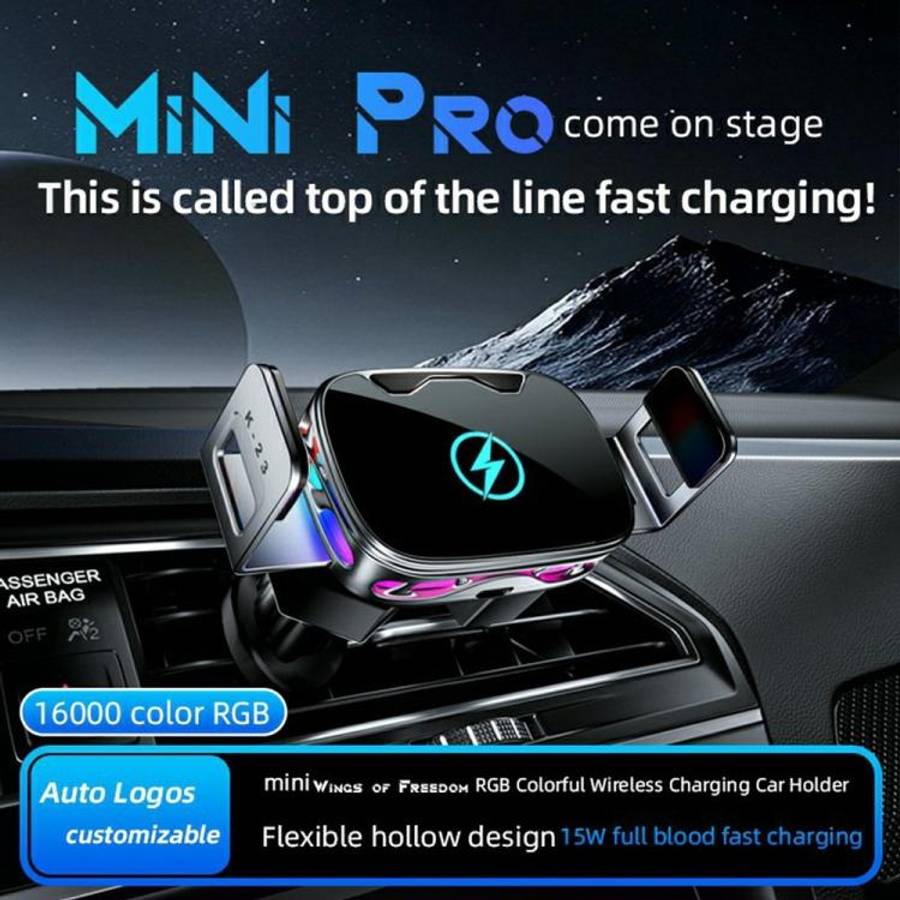 SD23 With Ambient Light Car Navigation Air Vent Phone Holder 15W Wireless Charger(Silver)