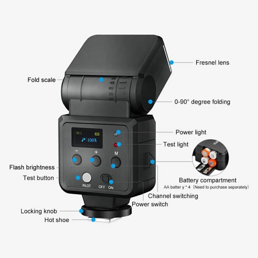 VLOGLITE F32 For Fuji Nikon Canon Sony DSLR Camera External Flash Light Portable Hot Shoe Light