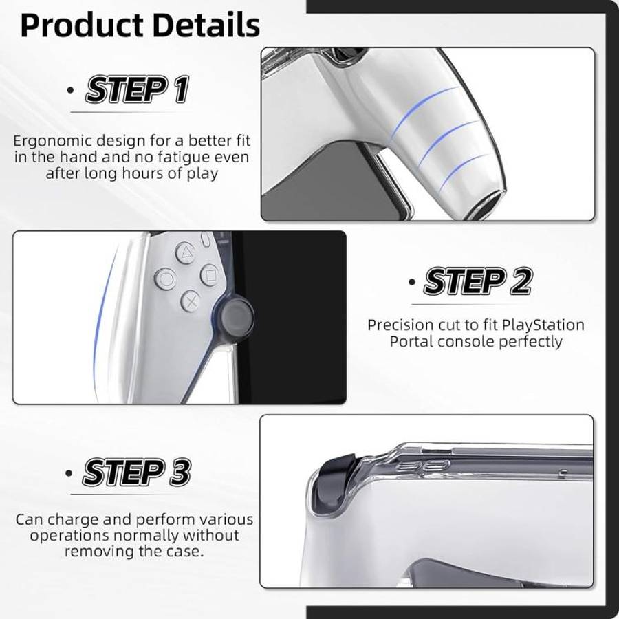 For Sony PS5  Streaming Handheld Console Crystal Clear PC Protective Case(Transparent Black)