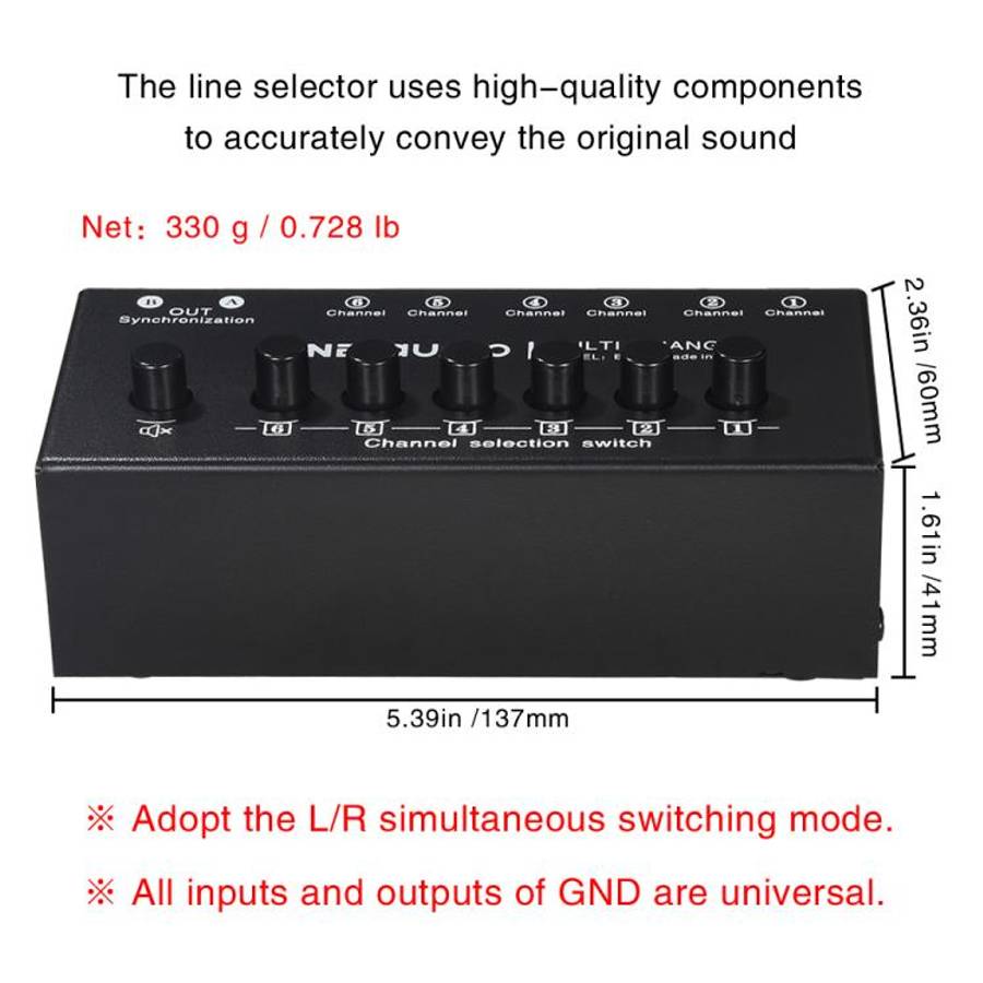 B080 6 Input 2 Output Audio Signal Selector Audio Switcher, 2-Channel Synchronous Output RCA Inte...