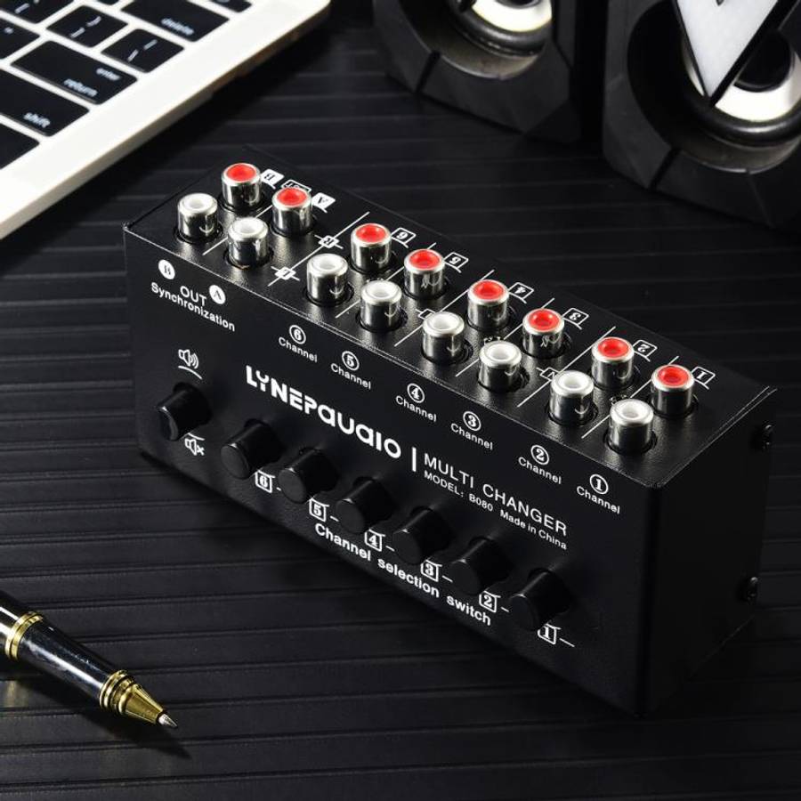 B080 6 Input 2 Output Audio Signal Selector Audio Switcher, 2-Channel Synchronous Output RCA Inte...