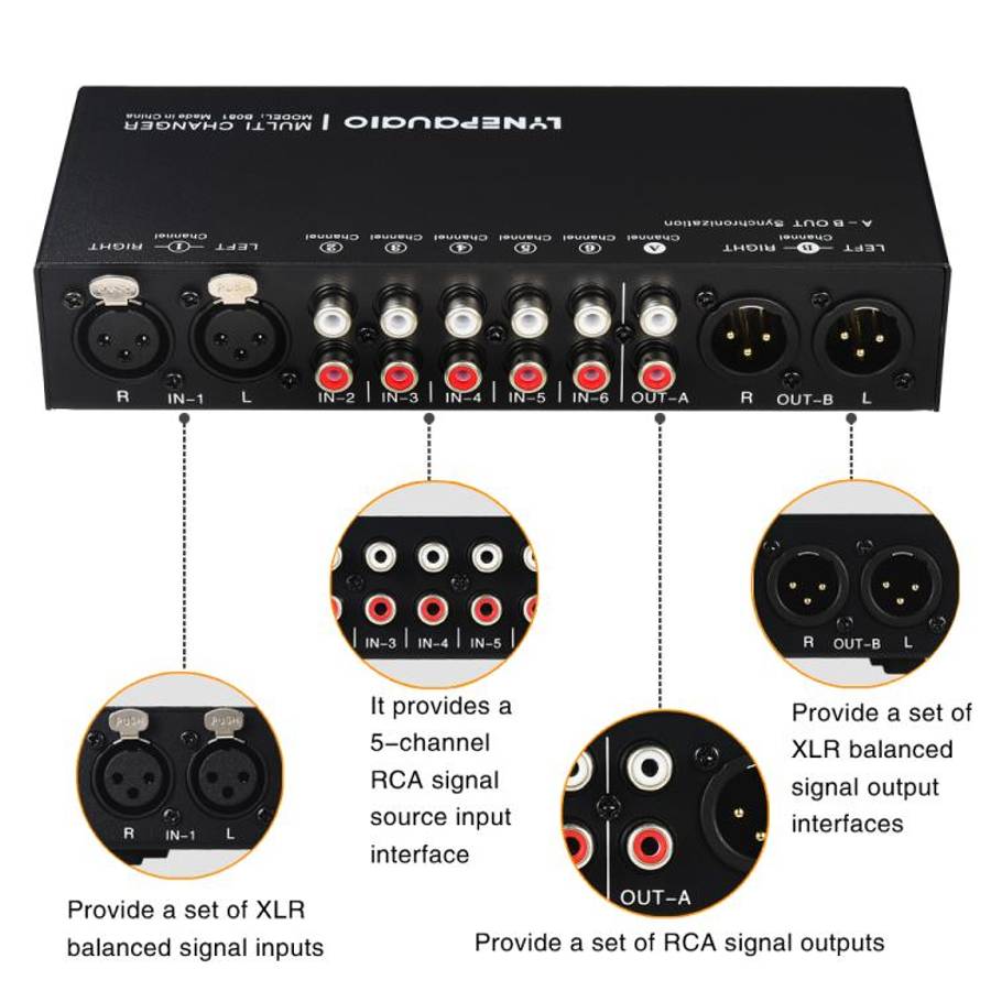 B081 6 Input 3 Outupt Audio Signal Selector Switcher Multi-channel Switcher, Fully Balanced Passi...