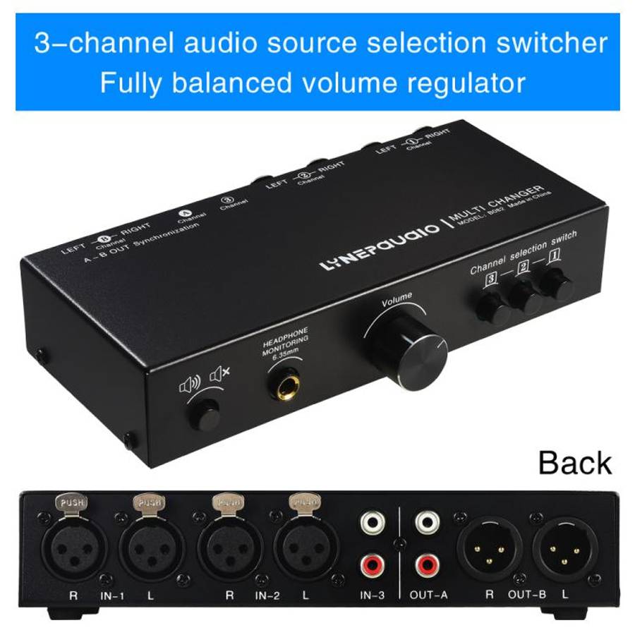 B082 3 Input 3 Output Audio Signal Selector Balanced Line Switcher