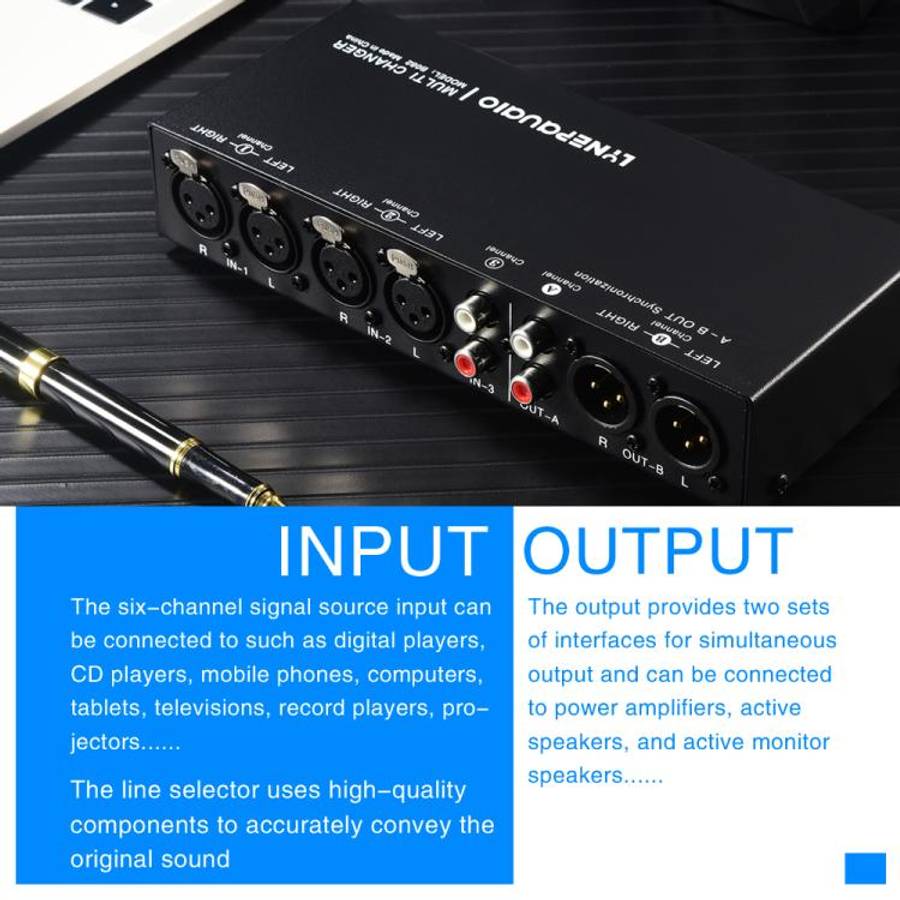 B082 3 Input 3 Output Audio Signal Selector Balanced Line Switcher
