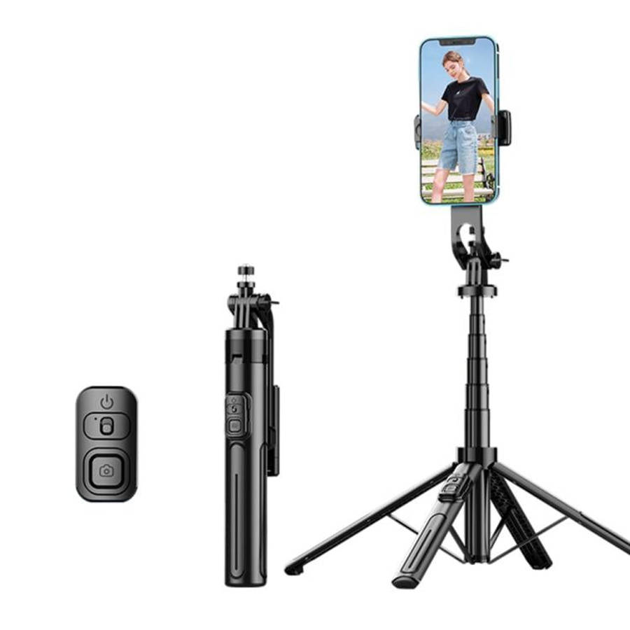 K27 Smartphone Extendable Live Streaming 4-Leg Stand Bluetooth Selfie Stick(Black)
